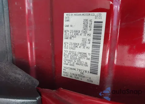 2021 Nissan Rogue Sv Intelligent Awd из США, поврежденный, VIN 5N1AT3BB4MC797283